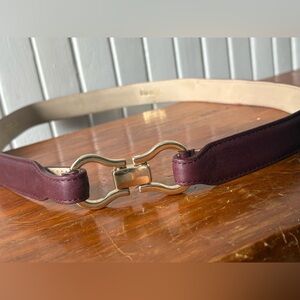 Rouje Paris Leather Belt Oxblood Size M/L. Beautiful gold clasp.